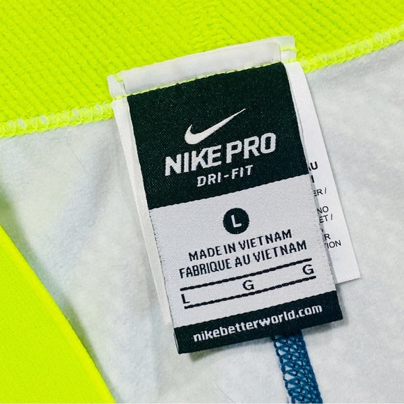 Nike Pro Womens Hyperwarm Running Athletic Tights Nordic Blue Yellow Size Large - Picture 8 of 11